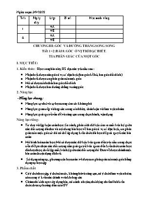 Giáo án Hình học Lớp 7 (Sách Kết nối tri thức) - Chương trình học kì 1 - Năm học 2022-2023